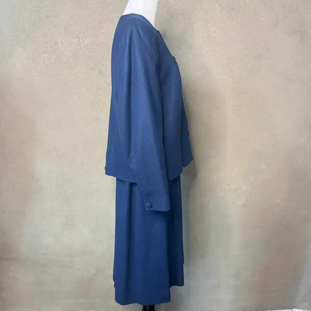 Vintage 90s Pendleton Wool Skirt Suit Navy Blue Scallop Hem Plus Size 20W USA